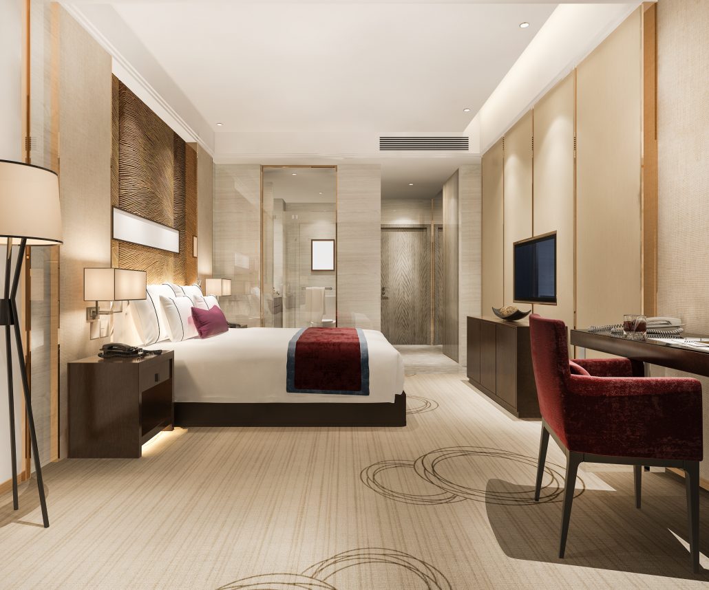 3d rendering modern luxury bedroom suite bathroom