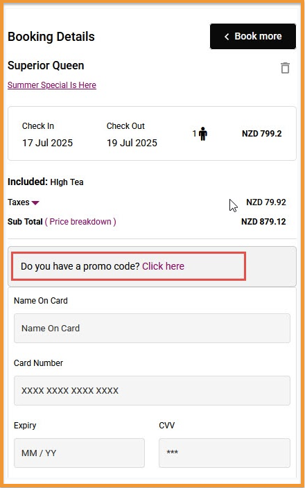 Swiftbook - Add Promo Code in the Cart Area