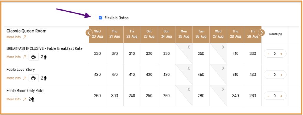 SwiftBook - Flexible Dates