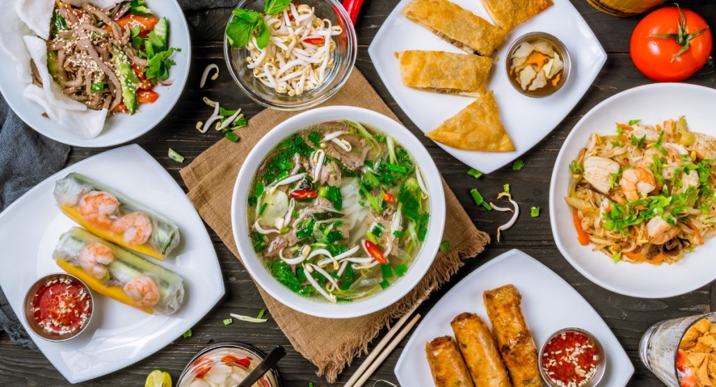 vietnamese pho and fresh spring rolls